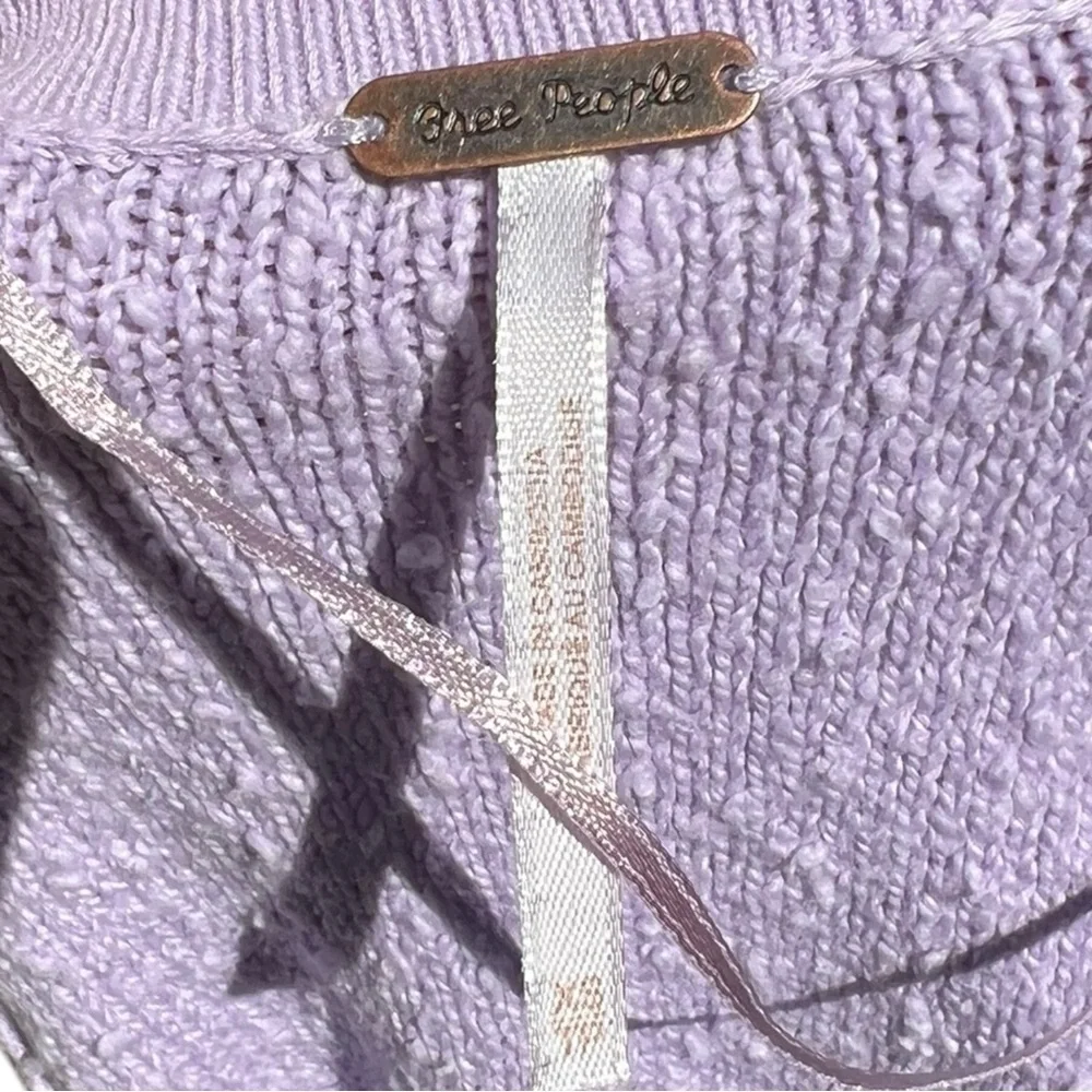 🌻Free People Found My Friend Purple Textured Knit Sweatshirt Women’s Size XS/S